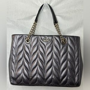 Kate Spade Briar Lane Quilted Tote Gray Gunmetal